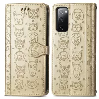 Imprint Cat Dog Pattern Leather Case with Stand Wallet for Samsung Galaxy S20 Lite/S20 FE/S20 Fan Edition/S20 FE 5G/S20 Fan Edition 5G - Gold