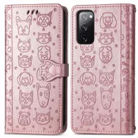 Imprint Cat Dog Pattern Leather Case with Stand Wallet for Samsung Galaxy S20 Lite/S20 FE/S20 Fan Edition/S20 FE 5G/S20 Fan Edition 5G - Rose Gold