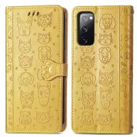 Imprint Cat Dog Pattern Leather Case with Stand Wallet for Samsung Galaxy S20 Lite/S20 FE/S20 Fan Edition/S20 FE 5G/S20 Fan Edition 5G - Yellow