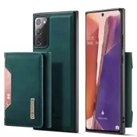 DG.MING M2 Series Tri-fold Wallet Magnetic Kickstand Design Leather Case for Samsung Galaxy Note20 4G/5G - Green
