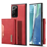 DG.MING M2 Series Magnetic Tri-fold Wallet Kickstand Leather Case for Samsung Galaxy Note20 Ultra/Note20 Ultra 5G - Red