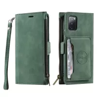 Shockproof PU Leather Zipper Pocket Flip Kickstand Wallet Case with Wrist Strap for Samsung Galaxy S20 Lite / S20 FE 5G / S20 FE / S20 Fan Edition 5G / S20 Fan Edition - Green