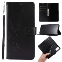 Butterfly Flower Imprinting Wallet Stand Leather Phone Case for Samsung Galaxy Note20 / Note20 5G - Black
