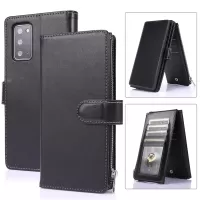 Leather Coated TPU Wallet Phone Stand Case with 9 Card Slots Kickstand Shell for Samsung Galaxy Note20 5G / Galaxy Note20 - Black