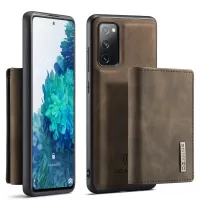 DG.MING M1 Series Magnetic Tri-Fold Wallet + Leather Coated Hybrid Cover Shell with Kickstand for Samsung Galaxy S20 FE/S20 Fan Edition/S20 FE 5G/S20 Fan Edition 5G/S20 Lite - Coffee