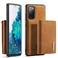 DG.MING M1 Series Magnetic Tri-Fold Wallet + Leather Coated Hybrid Cover Shell with Kickstand for Samsung Galaxy S20 FE/S20 Fan Edition/S20 FE 5G/S20 Fan Edition 5G/S20 Lite - Brown
