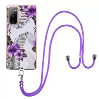 Drop-Resistant IMD IML Workmanship Marble Flower Pattern Soft TPU Phone Case for Samsung Galaxy S20 FE/S20 Fan Edition/S20 FE 5G/S20 Fan Edition 5G/S20 Lite - Purple Flowers