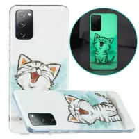 Luminous IMD TPU Phone Case Back Cover Shell for Samsung Galaxy S20 Lite/S20 FE 4G/5G/S20 Fan Edition - Happy Cat