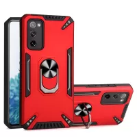 Built-In Metal Sheet Kickstand Design Hybrid Phone Case Cover Shell for Samsung Galaxy S20 FE/S20 Fan Edition/S20 FE 5G/S20 Fan Edition 5G/S20 Lite - Red