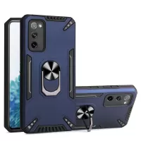 Built-In Metal Sheet Kickstand Design Hybrid Phone Case Cover Shell for Samsung Galaxy S20 FE/S20 Fan Edition/S20 FE 5G/S20 Fan Edition 5G/S20 Lite - Blue