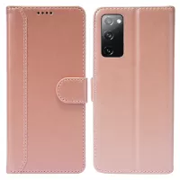 Magnetic Clasp Wallet Stand Splicing PU Leather Case Shell for Samsung Galaxy S20 FE/S20 FE 5G/S20 Lite - Rose Gold