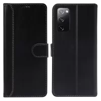 Magnetic Clasp Wallet Stand Splicing PU Leather Case Shell for Samsung Galaxy S20 FE/S20 FE 5G/S20 Lite - Black