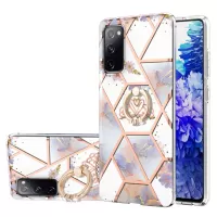 Anti-Drop Durable Shockproof Anti-Yellow IMD Light Marble Pattern TPU Phone Case with Ring Kickstand for Samsung Galaxy S20 Lite/S20 FE 4G/5G/S20 Fan Edition 4G/5G - Crown
