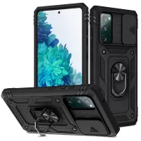 Camera Slider Design 3-in-1 TPU + PC + Metal Phone Cover Case for Samsung Galaxy S20 FE/S20 Fan Edition/S20 FE 5G/S20 Fan Edition 5G/S20 Lite - Black