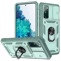 Camera Slider Design 3-in-1 TPU + PC + Metal Phone Cover Case for Samsung Galaxy S20 FE/S20 Fan Edition/S20 FE 5G/S20 Fan Edition 5G/S20 Lite - Green