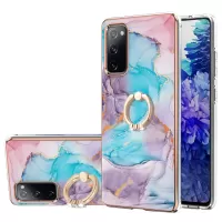 Anti-Drop Durable Shockproof Anti-Yellow IMD Light Marble Pattern TPU Phone Case with Ring Kickstand for Samsung Galaxy S20 Lite/S20 FE 4G/5G/S20 Fan Edition 4G/5G - Milky Way Marble Blue