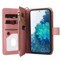 For Samsung Galaxy S20 FE/S20 Fan Edition/S20 FE 5G/S20 Fan Edition 5G/S20 Lite KT Multi-functional Series-2 All-Round Protections Multiple Card Slots Folio Flip Phone Case with Zipper Pocket and Stand - Pink