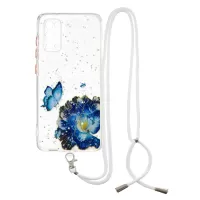 Pattern Printing Anti-scratch Clear Phone Cover Shockproof Phone Case with Lanyard for Samsung Galaxy S20 Lite/S20 FE/S20 FE 5G - Butterfly