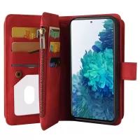 For Samsung Galaxy S20 FE/S20 Fan Edition/S20 FE 5G/S20 Fan Edition 5G/S20 Lite KT Multi-functional Series-2 All-Round Protections Multiple Card Slots Folio Flip Phone Case with Zipper Pocket and Stand - Red