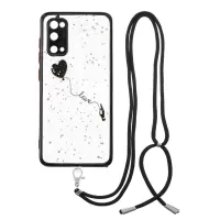 Pattern Printing Anti-scratch Clear Phone Cover Shockproof Phone Case with Lanyard for Samsung Galaxy S20 Lite/S20 FE/S20 FE 5G - Heart