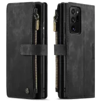 CASEME C30 Series 10 Card Slots and Zipper Pocket Design Magnetic Closure PU Leather Wallet Case for Samsung Galaxy Note20 Ultra/Note20 Ultra 5G - Black
