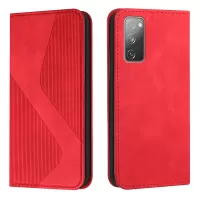 Auto-absorbed Magnetic Closure S-shaped Texture Leather Flip Wallet Stand Case for Samsung Galaxy S20 FE/S20 FE 5G/S20 Lite - Red