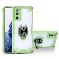 Anti-Scratch Ring Kickstand Design PC+TPU Hybrid Case Stylish Phone Cover for Samsung Galaxy S20 FE/S20 FE 5G/S20 Lite - Grass Green