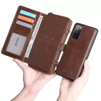 MEGSHI 020 Series Scratch-resistant Magnetic Detachable Design Shockproof PU Leather TPU Wallet Cover Shoulder Bag for Samsung Galaxy S20 FE/S20 FE 5G/S20 Lite - Brown