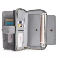MEGSHI 004 Series Scratch Resistant Magnetic Detachable Stand Design Zipper Pocket Shockproof PU Leather TPU Wallet Cover for Samsung Galaxy Note20 Ultra/Note20 Ultra 5G - Grey