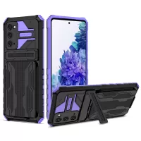 Detachable Card Slot Design PC + TPU Phone Hybrid Case Shell with Kickstand for Samsung Galaxy S20 FE/S20 FE 5G/S20 Lite - Purple