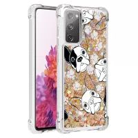Quicksand Moving Bling Glitter Pattern Printing Clear Soft TPU Phone Case for Samsung Galaxy S20 FE/S20 FE 5G/S20 Lite - Black/White Puppy