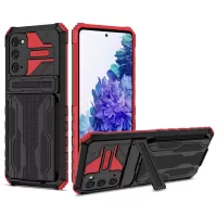 Detachable Card Slot Design PC + TPU Phone Hybrid Case Shell with Kickstand for Samsung Galaxy S20 FE/S20 FE 5G/S20 Lite - Red