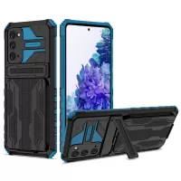 Detachable Card Slot Design PC + TPU Phone Hybrid Case Shell with Kickstand for Samsung Galaxy S20 FE/S20 FE 5G/S20 Lite - Blue