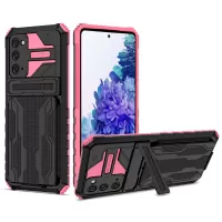 Detachable Card Slot Design PC + TPU Phone Hybrid Case Shell with Kickstand for Samsung Galaxy S20 FE/S20 FE 5G/S20 Lite - Pink