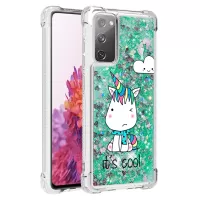 Quicksand Moving Bling Glitter Pattern Printing Clear Soft TPU Phone Case for Samsung Galaxy S20 FE/S20 FE 5G/S20 Lite - Cool Unicorn