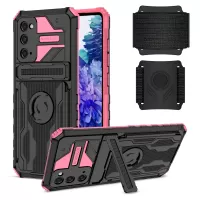 Kickstand Drop-resistant PC + TPU Phone Cover Case with Detachable Adjustable Wristband for Samsung Galaxy S20 FE/S20 FE 5G/S20 Lite - Pink