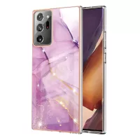 IMD Shockproof Flexible TPU Marble Pattern Cover Phone Case for Samsung Galaxy Note20 Ultra/Note20 Ultra 5G - Purple 001