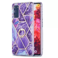 Kickstand Design TPU Phone Cover IMD IML Drop-Resistant 2.0mm Electroplating Marble Pattern Case for Samsung Galaxy S20 FE/S20 FE 5G/S20 Fan Edition/S20 Fan Edition 5G/S20 Lite - Dark Purple