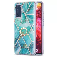 Kickstand Design TPU Phone Cover IMD IML Drop-Resistant 2.0mm Electroplating Marble Pattern Case for Samsung Galaxy S20 FE/S20 FE 5G/S20 Fan Edition/S20 Fan Edition 5G/S20 Lite - Blue
