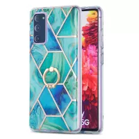 Kickstand Design TPU Phone Cover IMD IML Drop-Resistant 2.0mm Electroplating Marble Pattern Case for Samsung Galaxy S20 FE/S20 FE 5G/S20 Fan Edition/S20 Fan Edition 5G/S20 Lite - Green