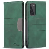 BINFEN COLOR Magnetic Auto-absorbed Wallet Shockproof Phone Stand Cover Anti-dust Phone Case Splicing Leather Shell for Samsung Galaxy S20 FE/S20 FE 5G/S20 Lite - Green