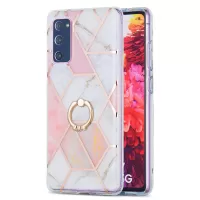 Kickstand Design TPU Phone Cover IMD IML Drop-Resistant 2.0mm Electroplating Marble Pattern Case for Samsung Galaxy S20 FE/S20 FE 5G/S20 Fan Edition/S20 Fan Edition 5G/S20 Lite - Pink/White