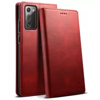SUTENI Stand Wallet Design Magnetic Auto Closing PU Leather Phone Case Cover for Samsung Galaxy Note20 4G/5G - Red