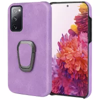Ring Holder Kickstand Anti-scratch PU Leather Coated PC Phone Cover Case for Samsung Galaxy S20 FE/S20 FE 5G /S20 Fan Edition 5G/S20 Fan Edition 4G/S20 Lite - Purple