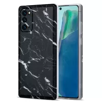 MF Glossy IMD Marble Straight Edge Cover Anti-scratch Drop-proof Soft TPU Phone Case for Samsung Galaxy Note20 4G/5G - Black Marble