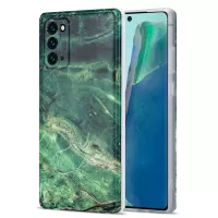 MF Glossy IMD Marble Straight Edge Cover Anti-scratch Drop-proof Soft TPU Phone Case for Samsung Galaxy Note20 4G/5G - Green Marble