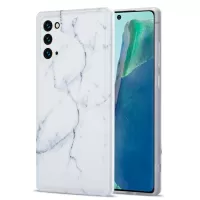 MF Glossy IMD Marble Straight Edge Cover Anti-scratch Drop-proof Soft TPU Phone Case for Samsung Galaxy Note20 4G/5G - White Marble