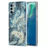 Gilding Decor Scratch-resistant Marble Pattern IMD TPU Phone Case Cover for Samsung Galaxy Note20 4G/5G - Blue