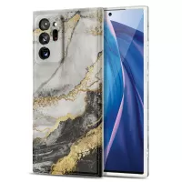 Gilding Decor Marble Pattern IMD TPU Phone Case Cover Support Wireless Charging for Samsung Galaxy Note20 Ultra/Note20 Ultra 5G - Black / White