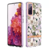 LB5 Series Flower Patterns TPU Phone Case Electroplating IMD IML Ultra Slim Phone Cover for Samsung Galaxy S20 FE/S20 FE 5G/S20 Fan Edition/S20 Fan Edition 5G/S20 Lite - HC001 Green Gardenia
